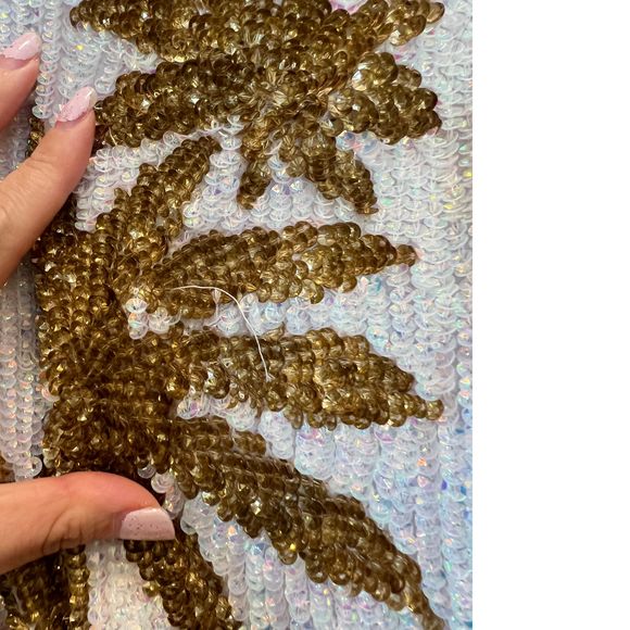 NEW Size S retrofete Grace Dress in White & Gold Palm REVOLVE MSRP $765 - Picture 6 of 11